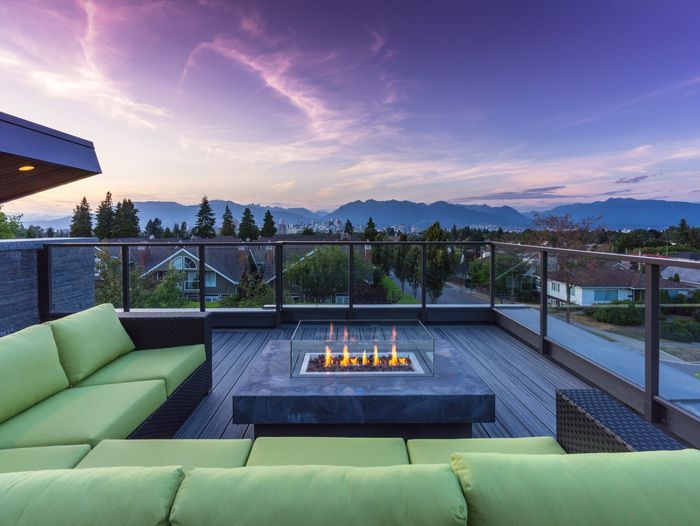 Fireplace on roof deck