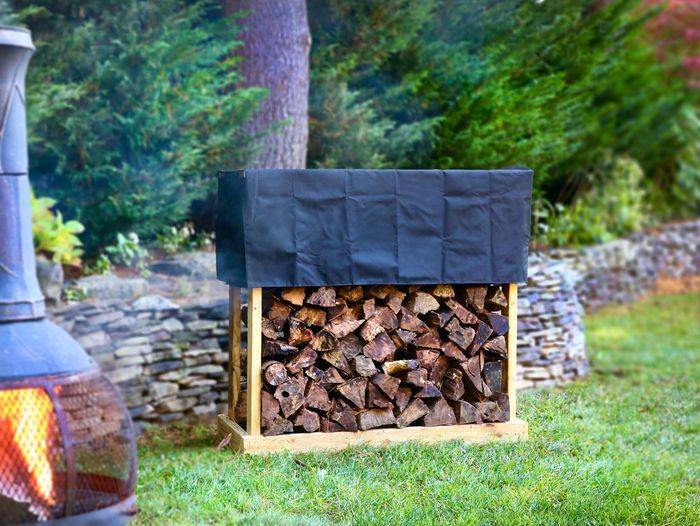 A small homemade firewood rack.